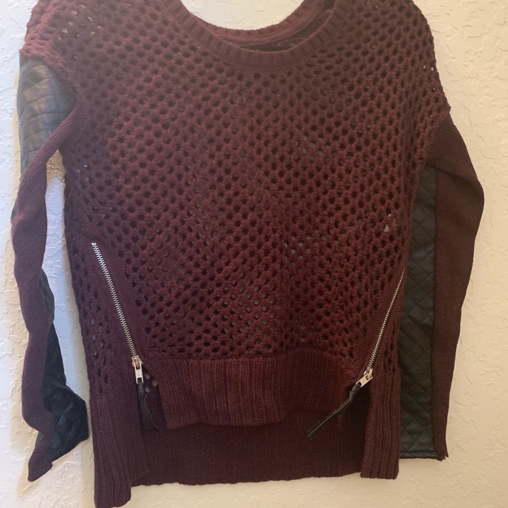 XS Open Weave Burgundy Sweater